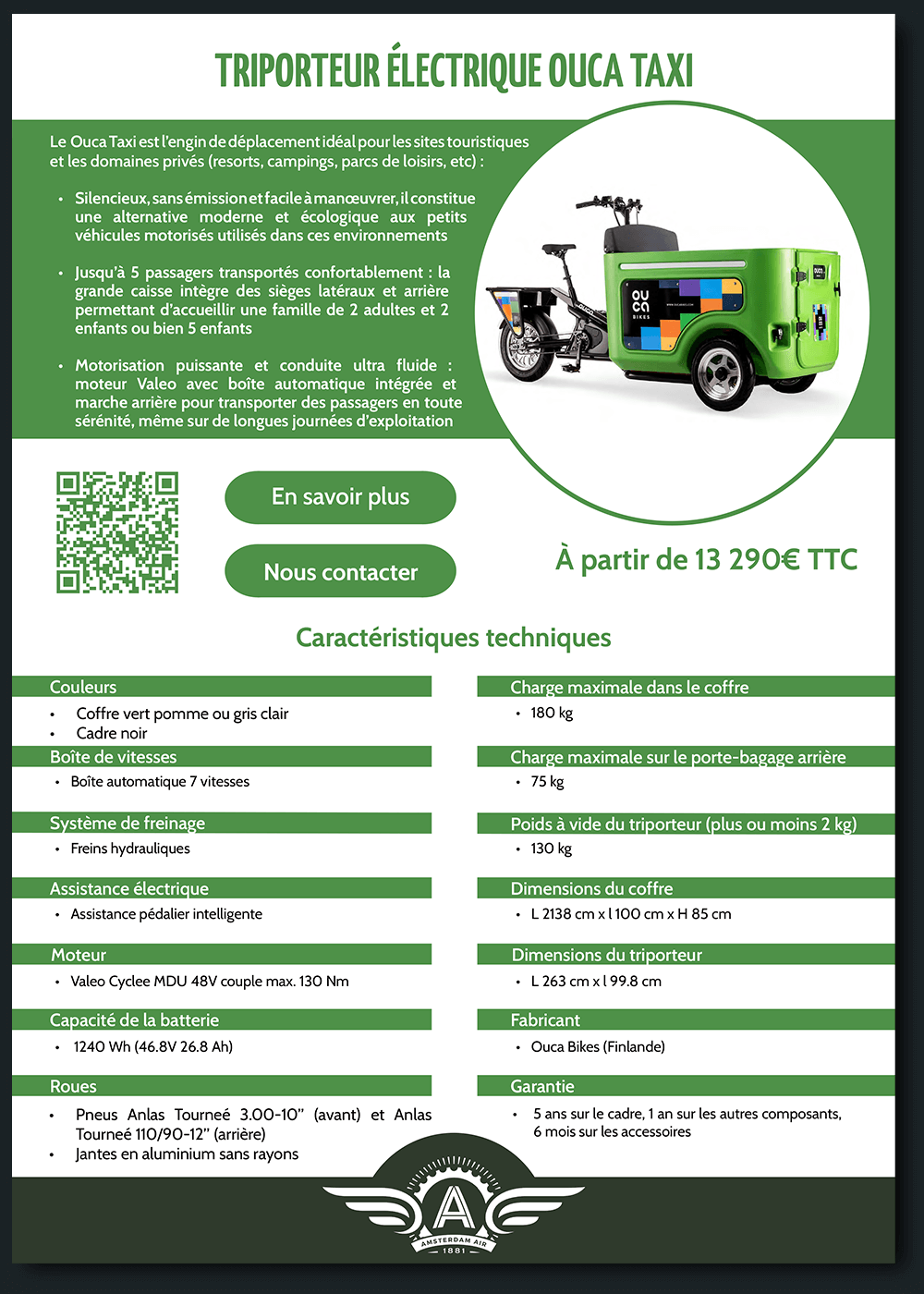 Fiche technique Ouca Taxi